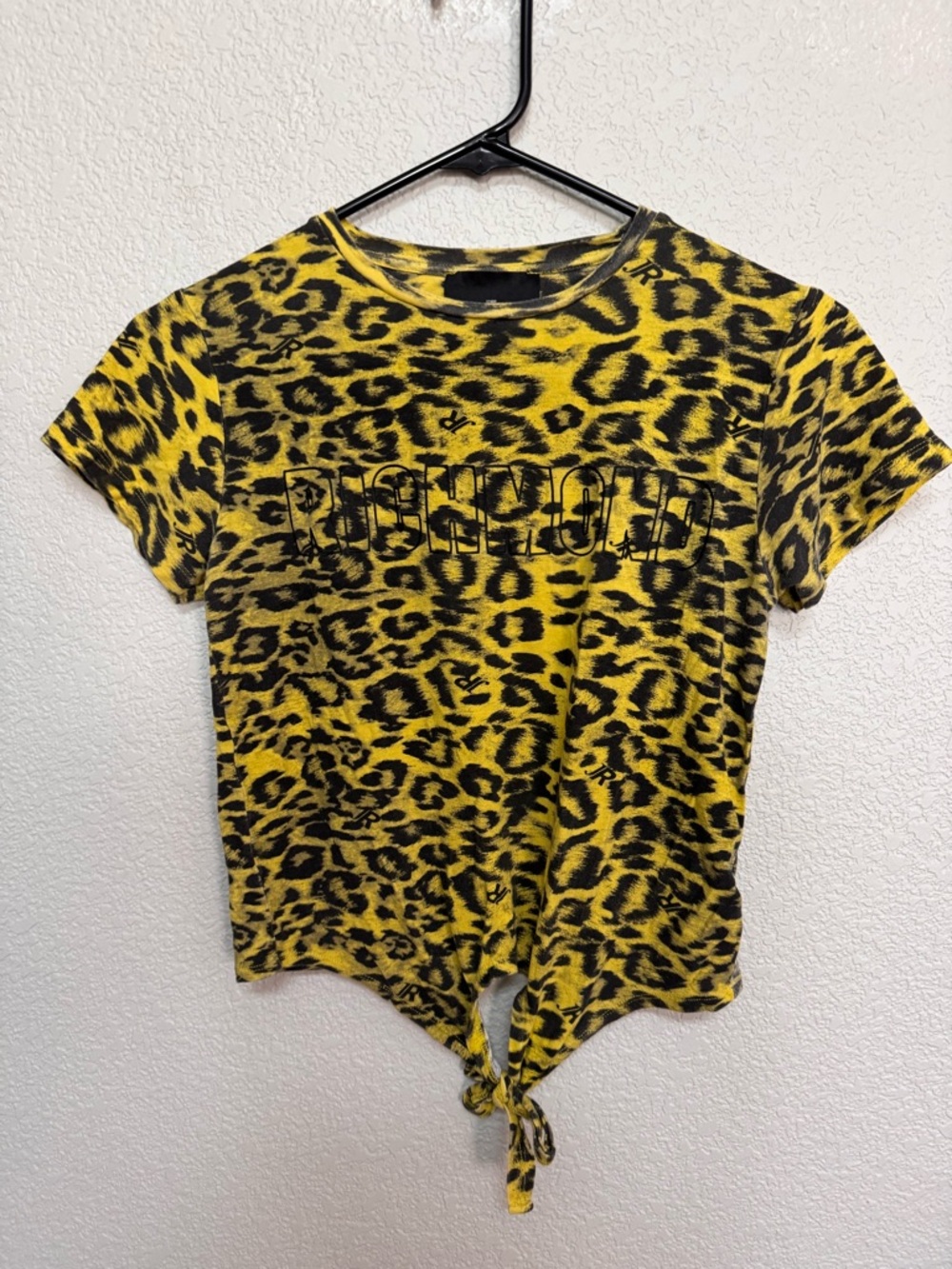 John Richmond Leopard Print Tie-Front Tee Women’s 10 Graphic Tee